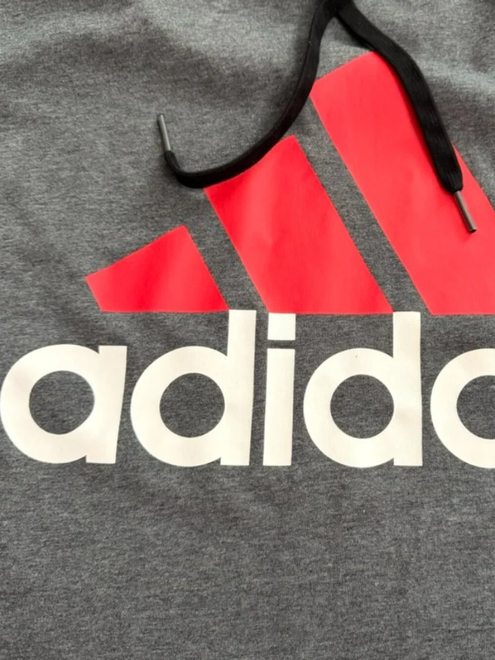 Adidas Gray Hoodie with Red Logo – Size 2XL
